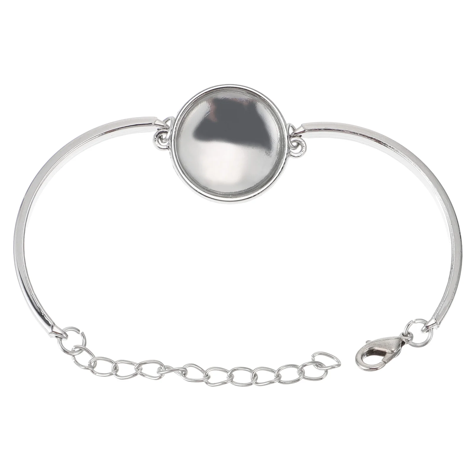 Bracelet Bezel Base Tray Blank Jewelry Bangles Lobster Clasp Round Adjustable Bangle Diy Making