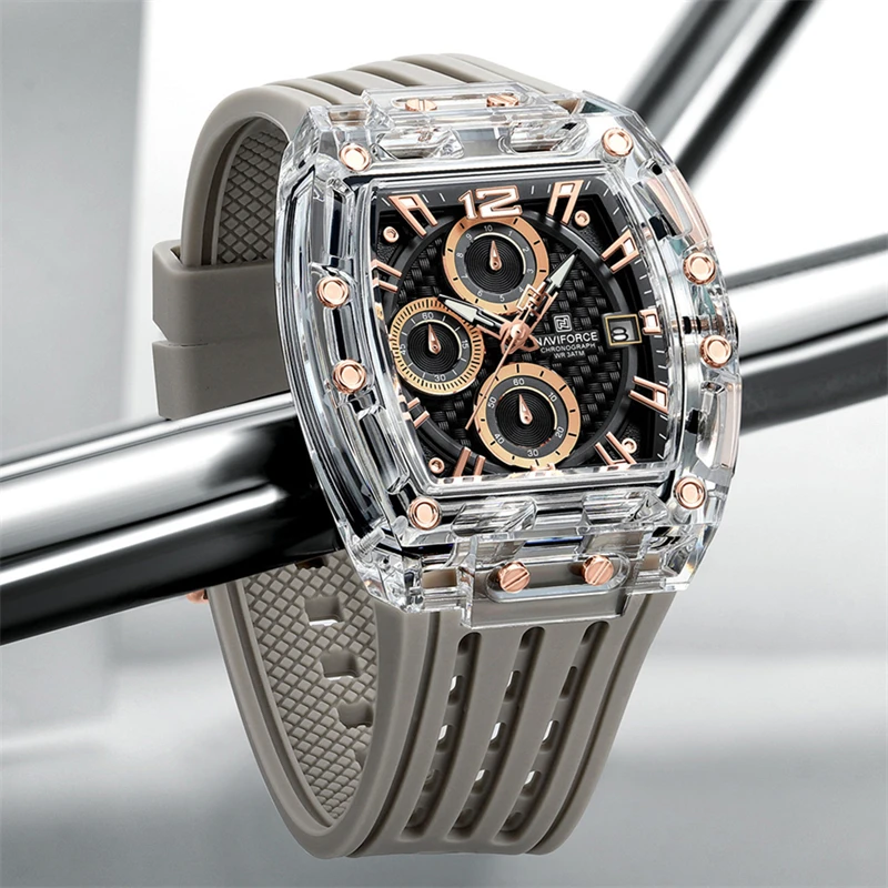 Фото Мужские спортивные часы Naviforce 7105 Fashion Chronograph Multifunction, водонепроницаемые 5ATM, с силиконовым ремешком. №2