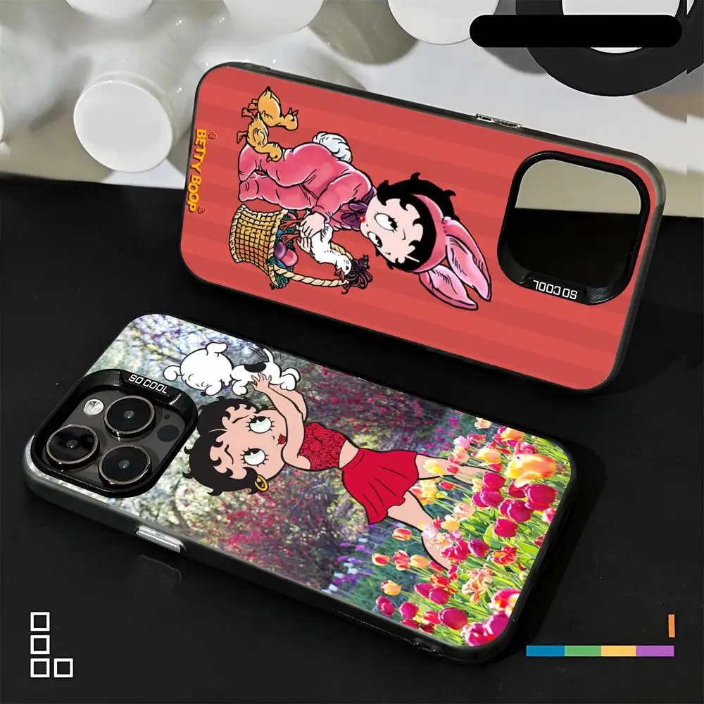 Милый чехол для телефона с аниме B-BettyS матовый цветной серебристый iPhone 15 14 13 12 11 Pro
