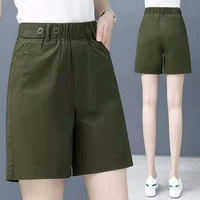 women 2022 shorts summer female casual high elastic waist a line shorts ladies loose wide leg shorts all match fashion pants a74
