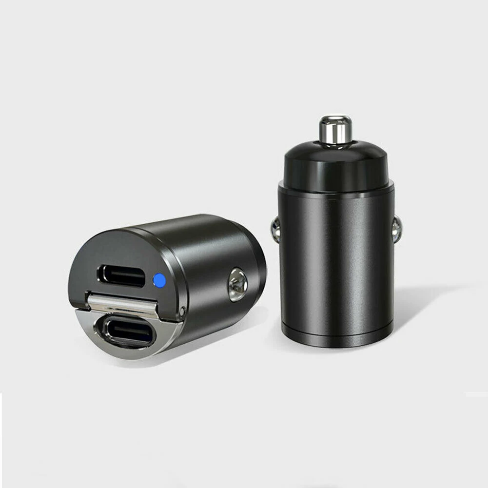 

Mini Car Phone Charger Adapter USB Type-C PD 30W 12V-24V Fast Charging PD QC 3.0 Fast Charge Ports Car Accessories