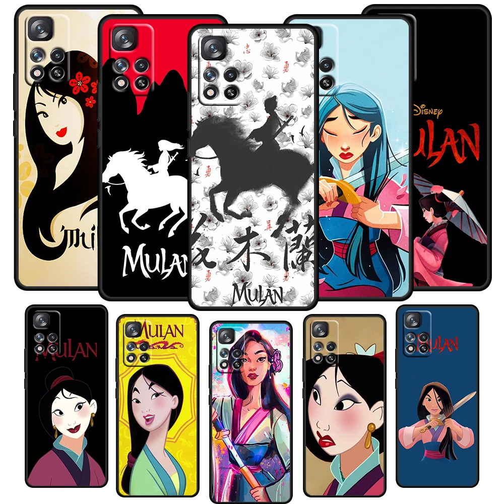 

Disney Girl Mulan Cool Phone Case For Xiaomi Redmi Note 11 10 10S 9T 9 9Pro Max 8T 8Pro 7 6 5 Pro 4X Soft TPU Black Cover Coque