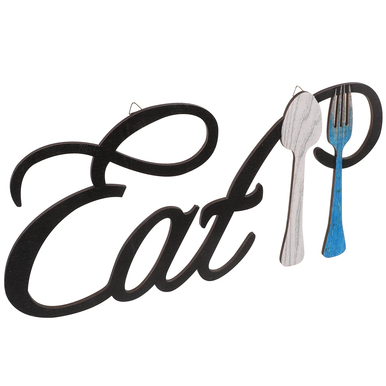 

Wall Decor Kitchen Sign Hanging Eat Farmhouse Rustic Decoration Large Room Dining Spoon Fork Letter Wooden Wood Signs Pendant