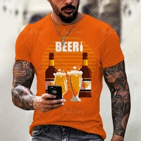 mens 3d short sleeve t shirt beer print t shirt interesting malt whisky shirt round neck casual hip hop t shirt summer