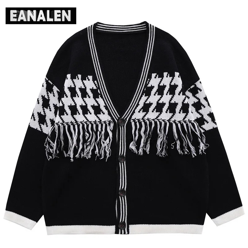 

Женский вязаный свитер с бахромой и V-образным вырезом, в стиле ретро