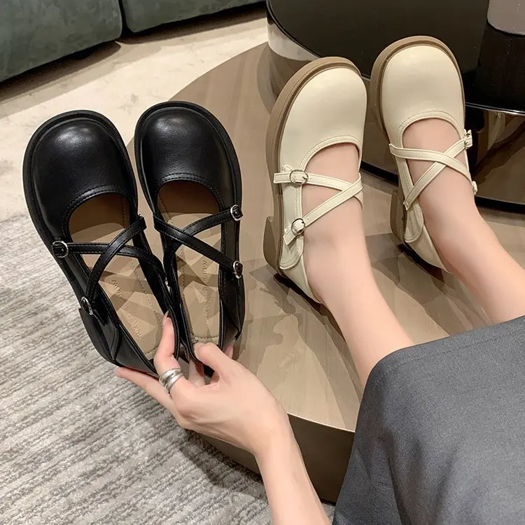 

Super Soft Women Leather Shoes New Japanese College Style Uniform Single Shoes Female British Flat Woman Shoes Mary Jane Shoes
