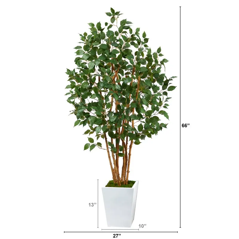 

Ficus Bushy Artificial Tree in White Metal Planter