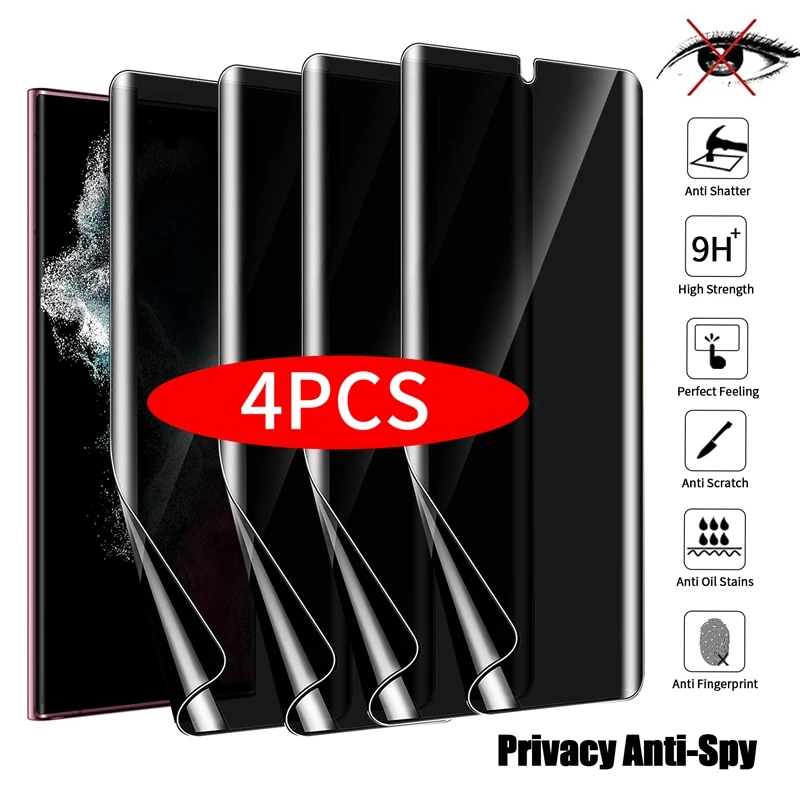 4 шт. антишпионская Гидрогелевая пленка для Samsung Galaxy S20 Plus S21 FE S22 S23 S24 Ultra Note 10 20