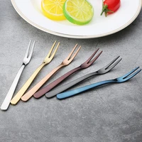 304 stainless steel fruit fork 6 pieces colorful household fruit fork hotel cake dessert fork