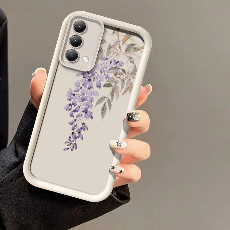 Чехол с фиолетовыми цветами и веткой для Infinix Tecno Spark GO 2024 2025 30C 20C 10 POP8 защита