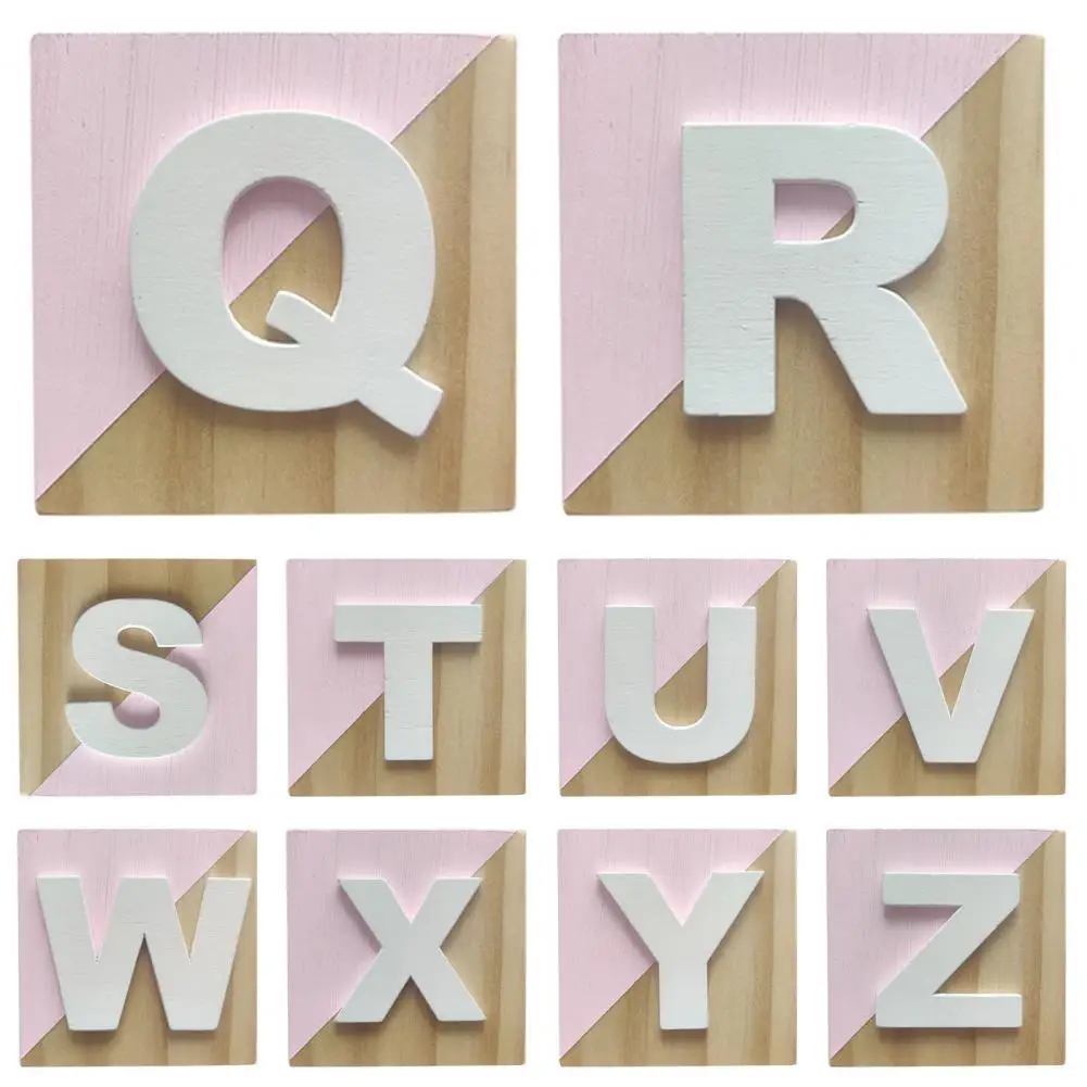

Funny Alphabet Block Anti-deformed Spraying Painting Educational 26 Letters Block Wood Craft Alphabet Craft