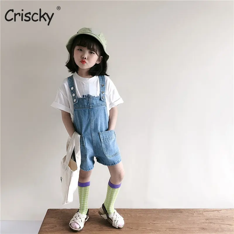 

Комбинезоны для девочек, однотонные джинсовые брюки на подтяжках, верхняя одежда для детей, весна-лето