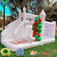 commercial 3 2x2 8m mini wedding inflatable bouncer bouncy castle white bounce house combo with slide ball pit for kids
