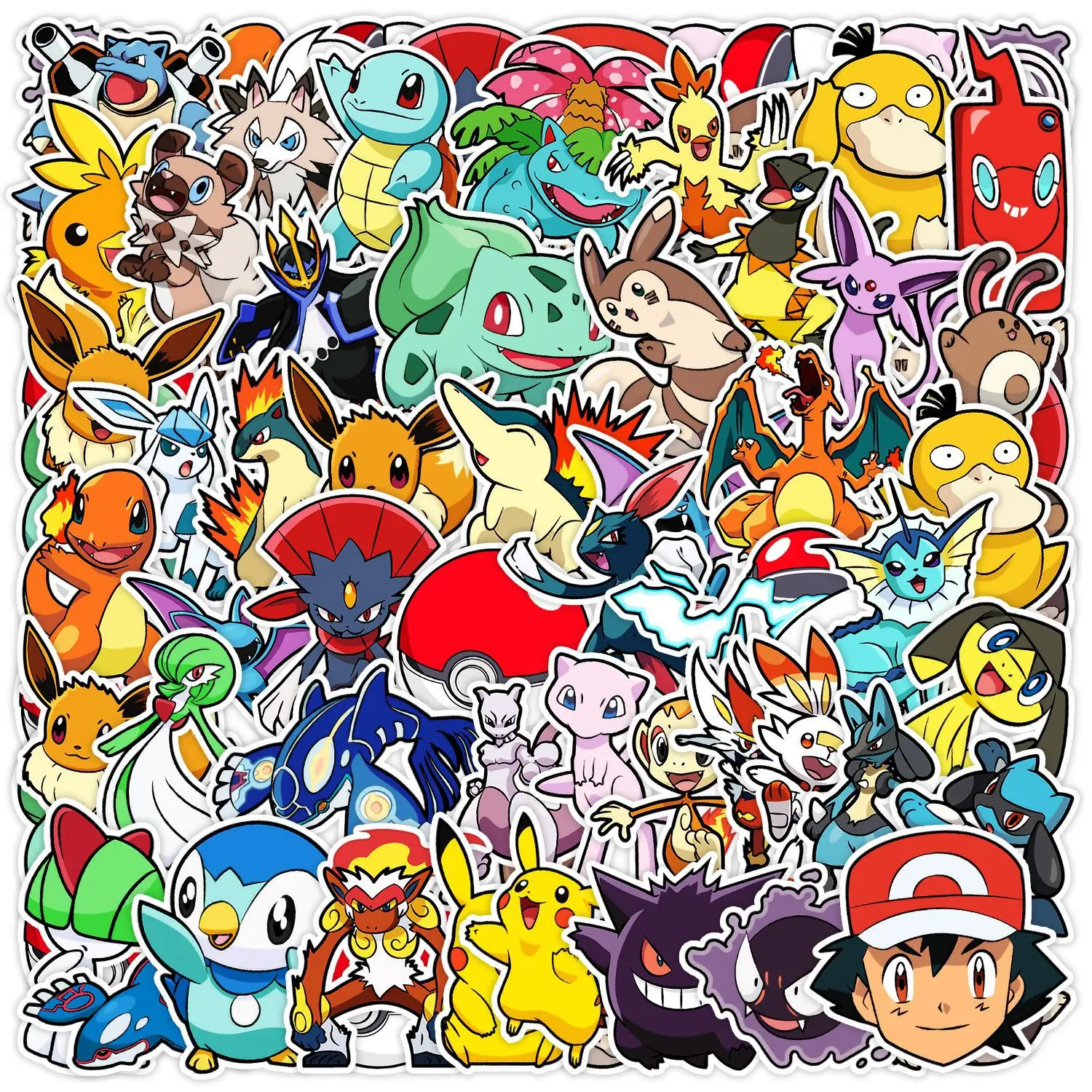 

50pcs Cute Cartoon Pokemon Character Collection Graffiti Waterproof Mobile Phone Luggage Notebook Handbook Skateboard Decal