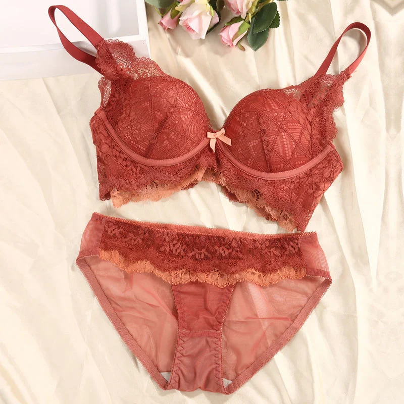 

Small Breast Lace Underwear Women's Suit Gather and Close the Auxiliary Breast, and the Upper Support Has No Steel Ring to