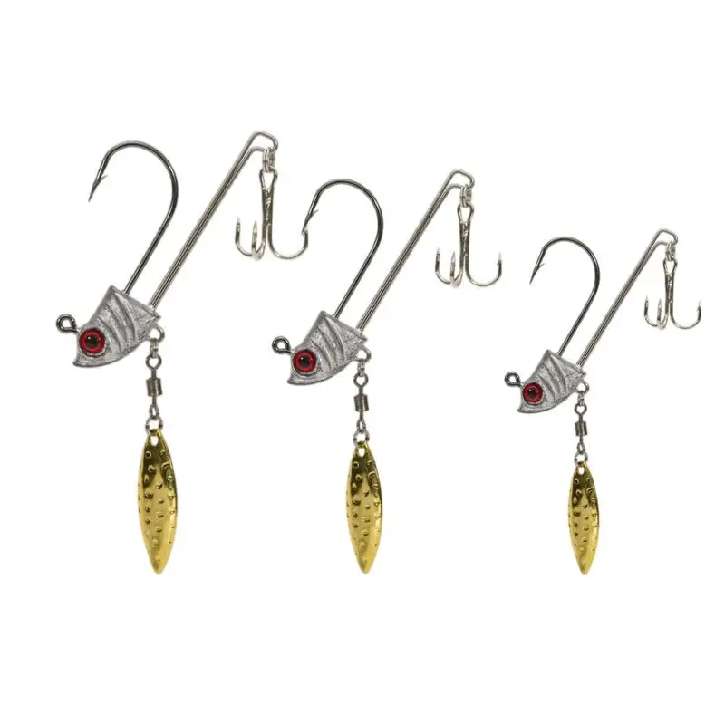 

2 Pcs Fishing Lead Head Hooks 4/5/6cm Lead Head Stinger Double Hook Lead Head Hook Heads Fishing Double Hooks Round Blood Groove