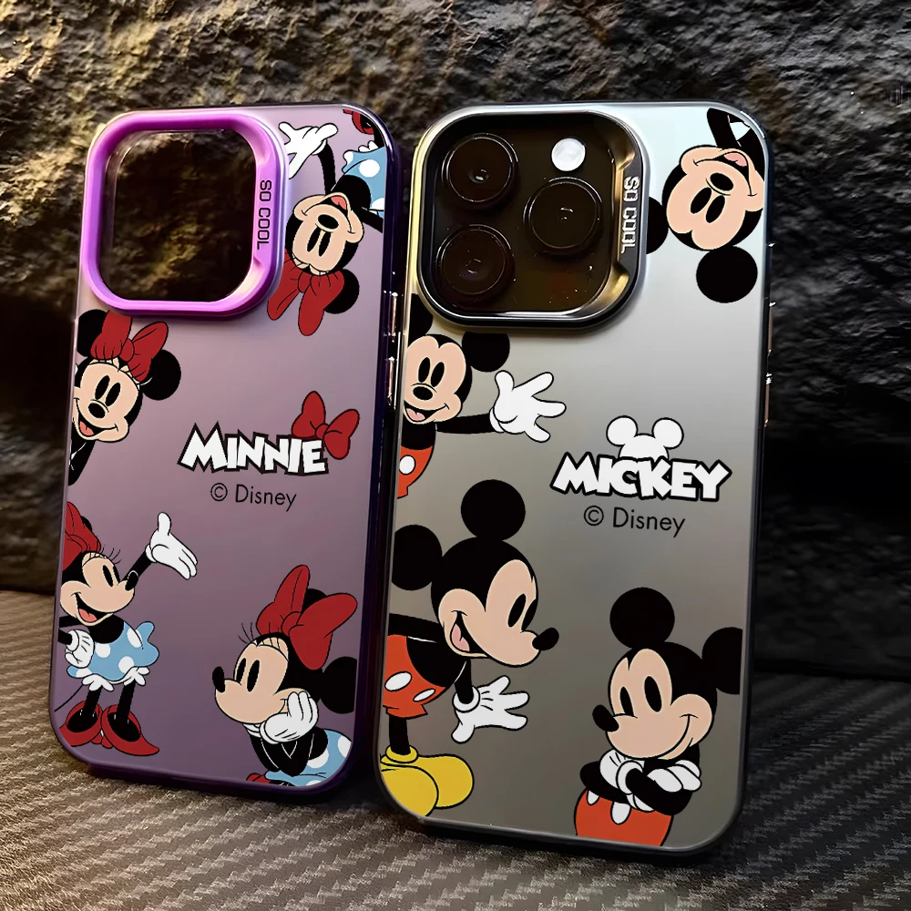 Фото Чехол для телефона Disney с Микки и Минни для iPhone 17 Air, 16, 16e, 15, 14 Plus, 13, 12, 11 Pro Max, X, Xs, XR, 8 – Цветной, серебристый, жесткий чехол №1