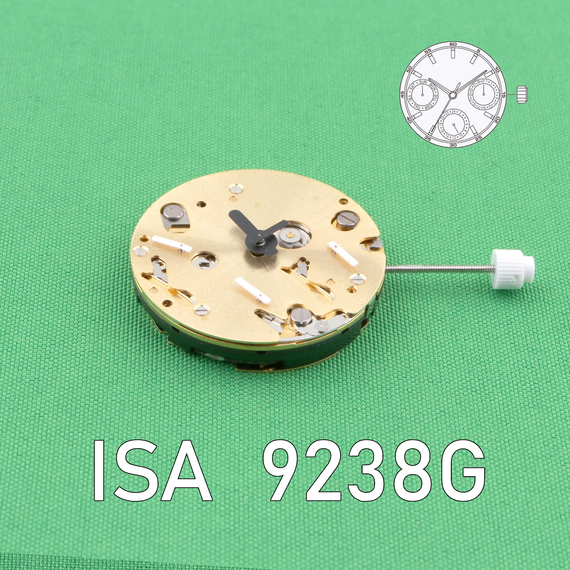 isa 9238 movement golden Multifunctional sports movement Quartz Watch Movement Silver 6 Hand