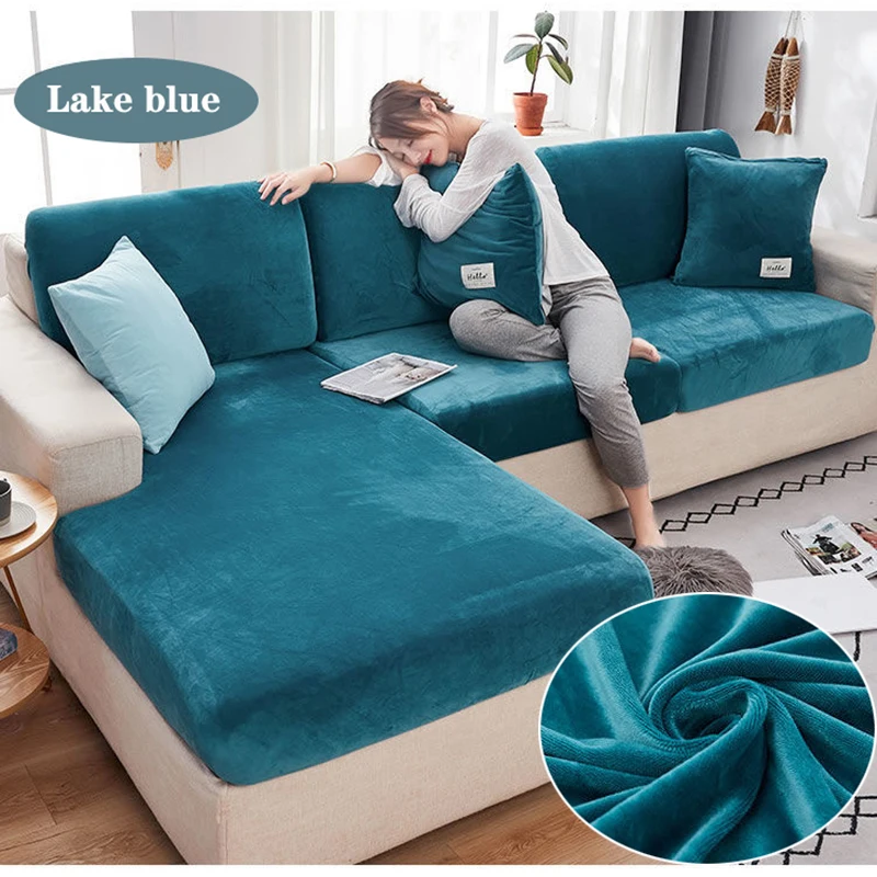 

Бархатный однотонный эластичный чехол для дивана ypool, защитный чехол для мебели гостиной L-образной формы для дивана, чехол для кресла с отки...