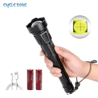 cyclezone led rechargeable flashlights xhp90 super brightest torch with cob sidelight and power bank 7 modes zoomable hand light