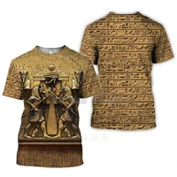 2022 summer mysterious vintage ancient house egyptian totem 3d printed short sleeved harajuku aesthetic clothing mens t shirt