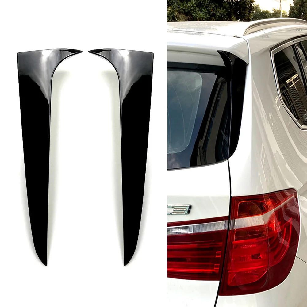 

Side Wing Cover Side Spoiler 2pcs ABS Plastic Accessories Black Glass Spoiler Pair Parts Rear Replacement Trim