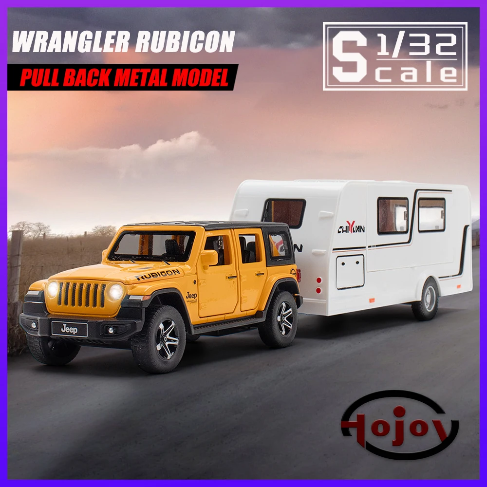 

Metal Cars Toys Scale 1/32 Jeep Wrangler Caravan Diecast Alloy Car Model for Boys Children Kids Toy Vehicles Sound and Light