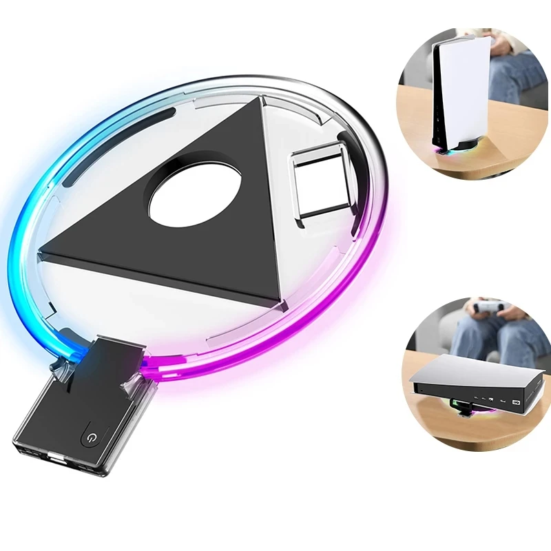 

Оссветильник ительная база PS5 для хоста, цветная Подставка для зарядки, регулируемая основа RGB, светодиодная атмосфера для PS5, аксессуары для...