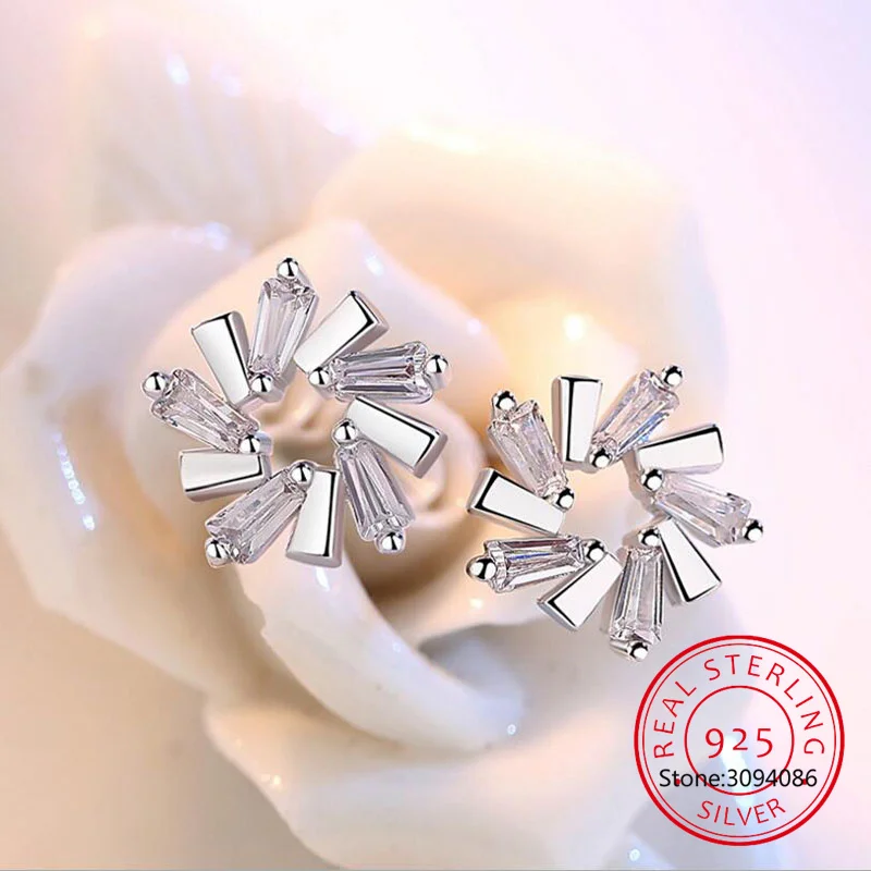 

Женские серьги из серебра 100% пробы, со сверкающими бриллиантами