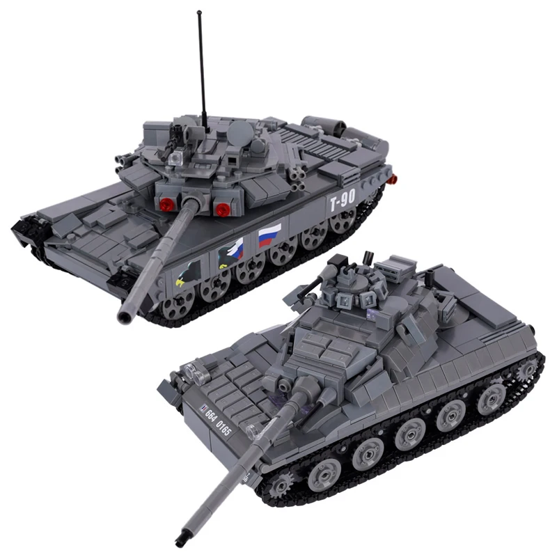 WW2 MOC building blocks World War II T90/AMX-30 Main battle tank track movable children's assembled building blocks toy boy gift