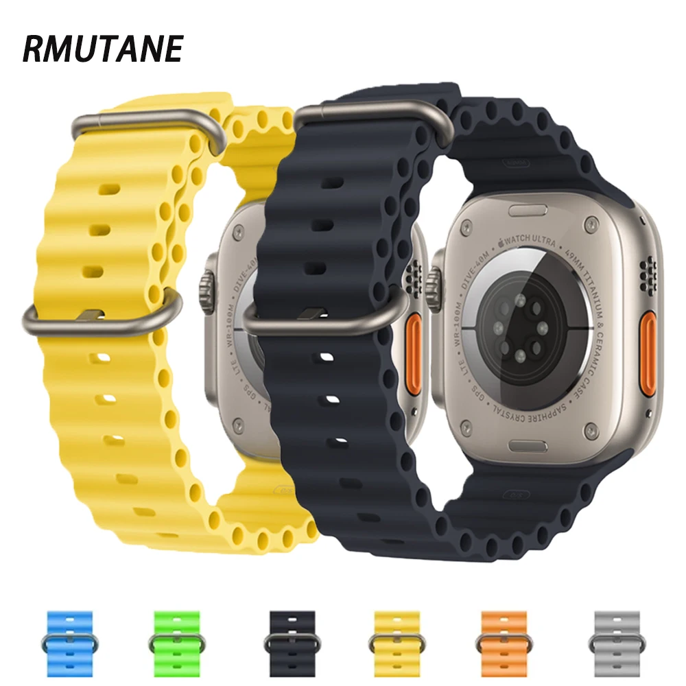 

Ocean for Apple watch Band 44mm 45mm 49mm 40mm 41mm 42mm 38mm silicone belt bracelet correa iWatch series 7 6 3 se ultra 8 Strap