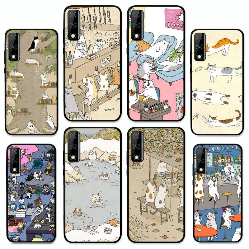 

Japanese Cat Phone Case for Huawei Y 6 9 7 5 8s prime 2019 2018 enjoy 7 plus