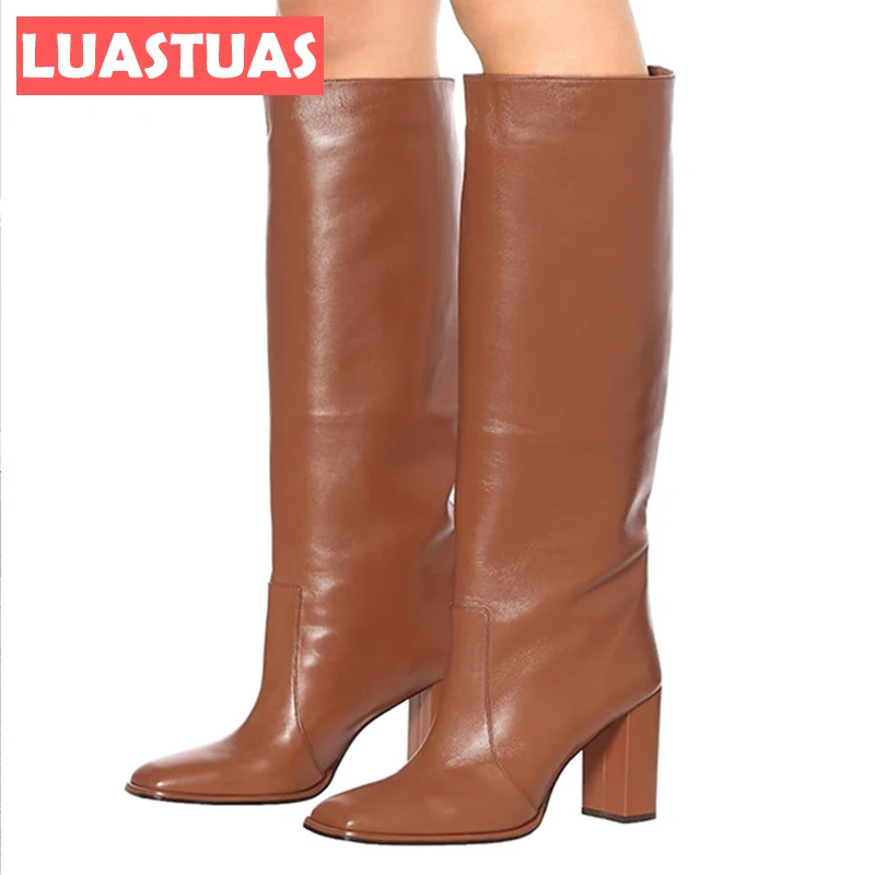 

Женские сапоги на высоком толстом каблуке, 34-43