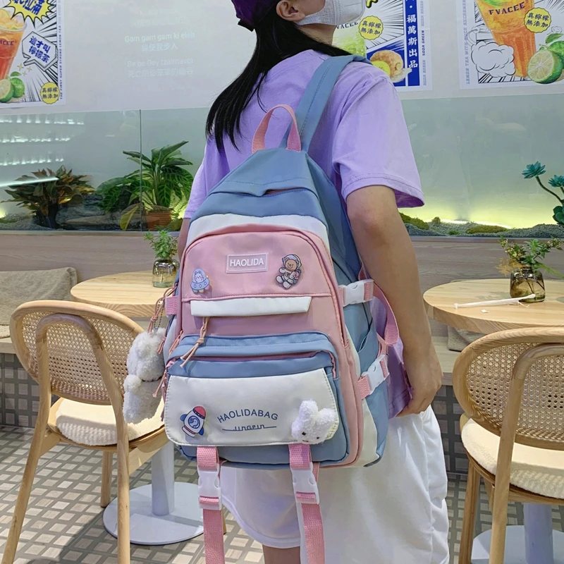 

Kawaii Women Backpacks Large-Capacity Nylon Waterproof Bag Rucksack Kawaii Bookbag For Teenage Girls Schoolbag Travel Mochila