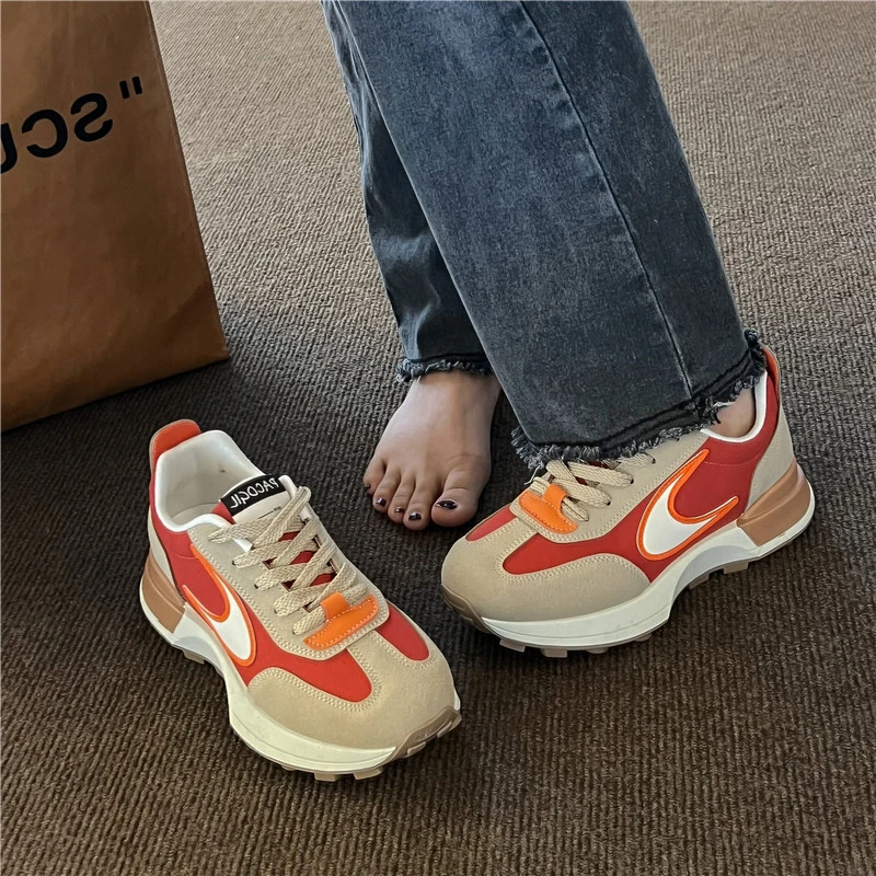 Women Sneakers Platform Shoes PU Leather Patchwork Casual Sport Shoes Ladies Outdoor Running Walking Shoes Zapatillas Mujer