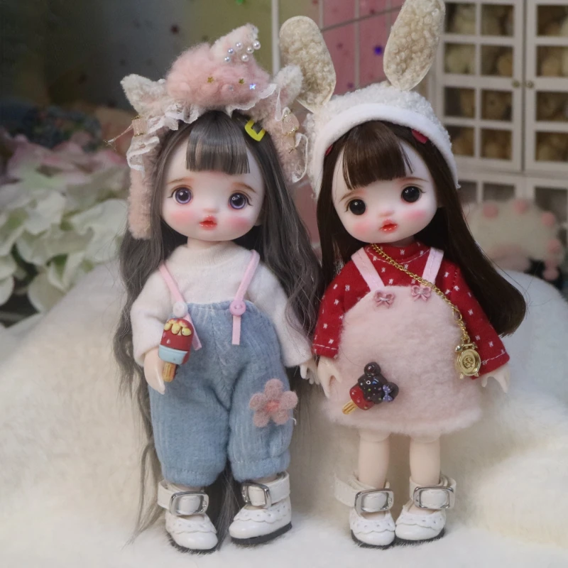 

Youpin 17cm BJD Mini Doll Jointed Doll Cute Dress Up Handmade Makeup Doll DIY Toy Mini Pocket Doll Christmas Gift for Girls