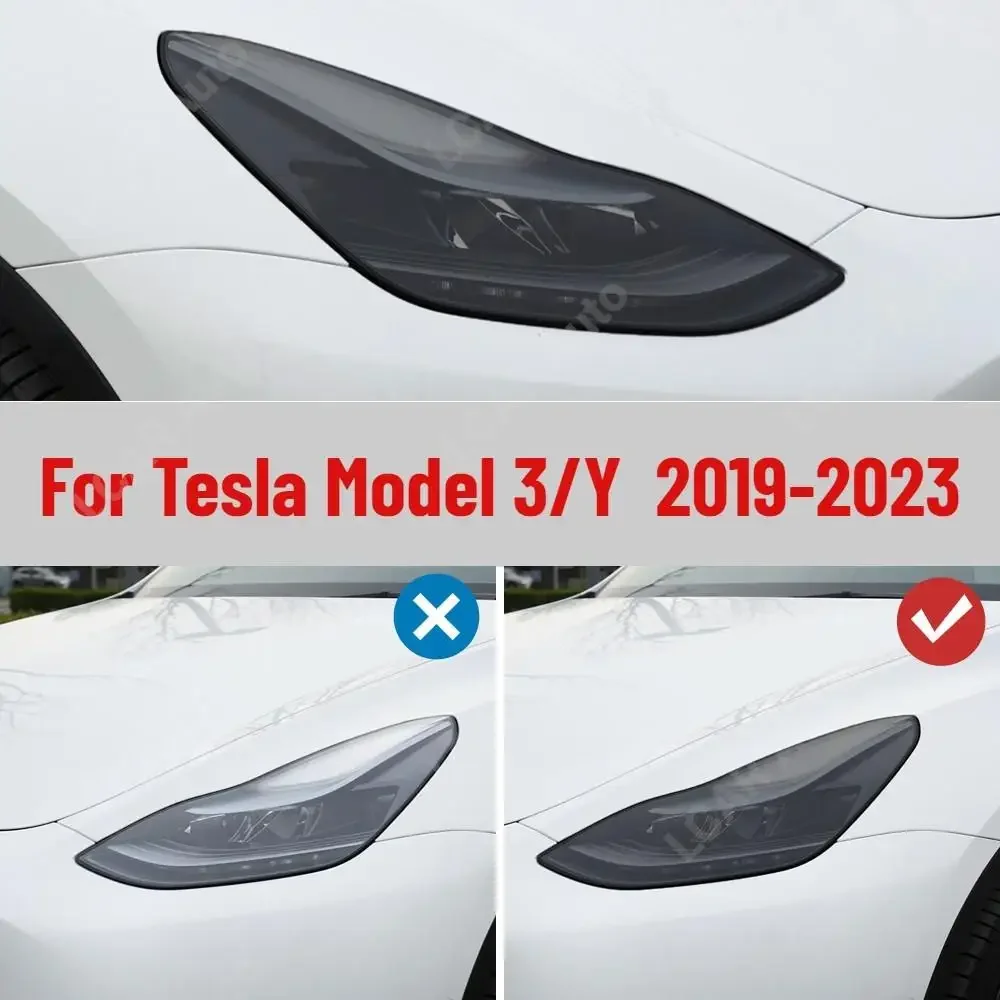 

For Tesla Model 3/Y TPU Pre-cut Blackened Headlight Protective Film Modification Transperent Blacken Color Taillight Foglight