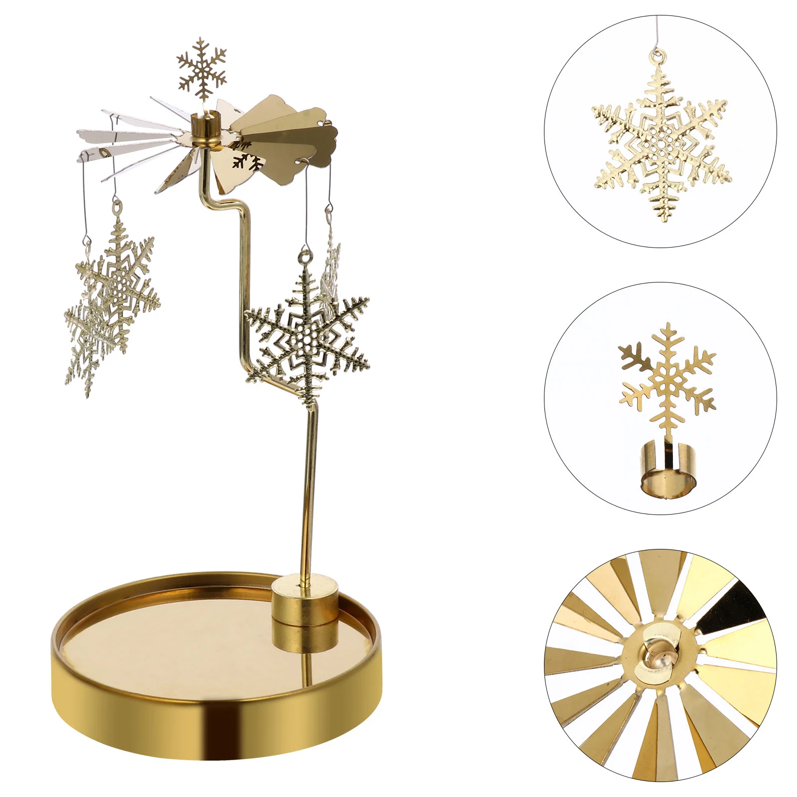 

Holder Candlechristmas Tealight Carousel Candleholder Tea Rotatingxmas Desktop Stand Metal Decoration Snowflake Candlestick