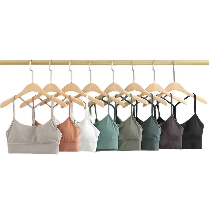 

Lulu Sports Bra Female Beauty Gathered Shockproof back strap bra fitness yoga running vest with Logo.