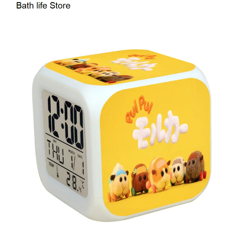 

Guinea Pig Car Alarm Clock Doll Machine Small Gift Colorful Color Changing Alarm Clock Lazy Sleepy Alarm Clock
