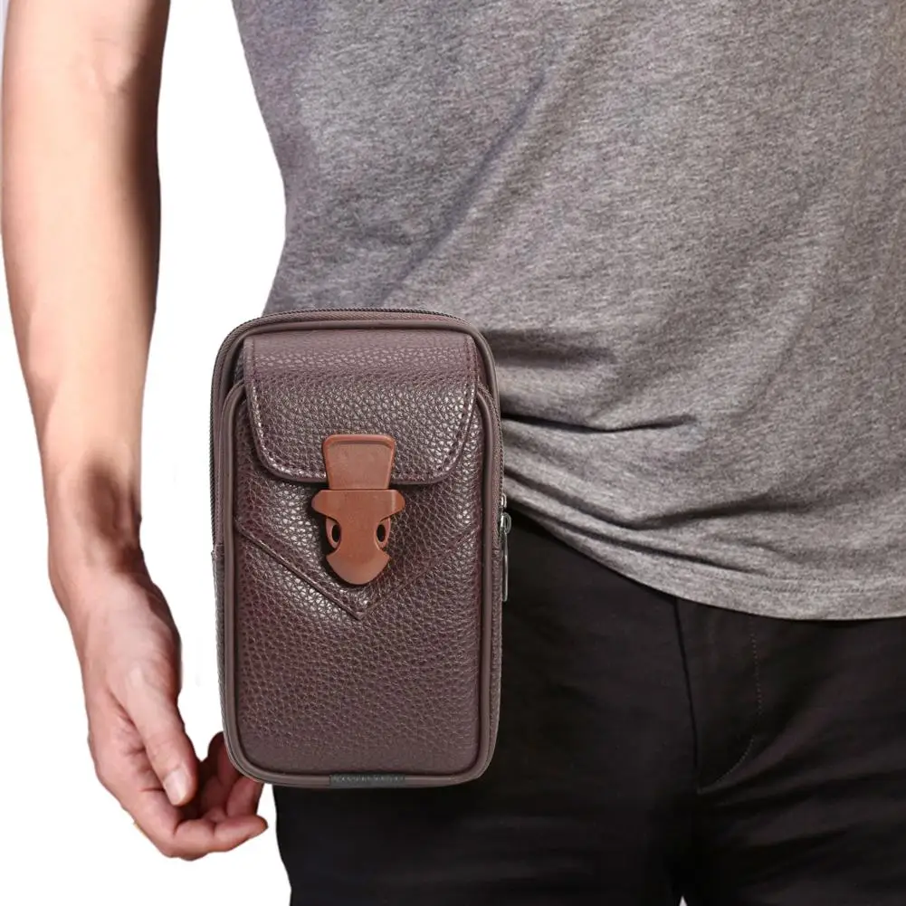 

New Fashion Coin Purse Delicate Texture PU Leather Waist Bag Men Fashion Multi-function Card Case Holder Pocket Wallet