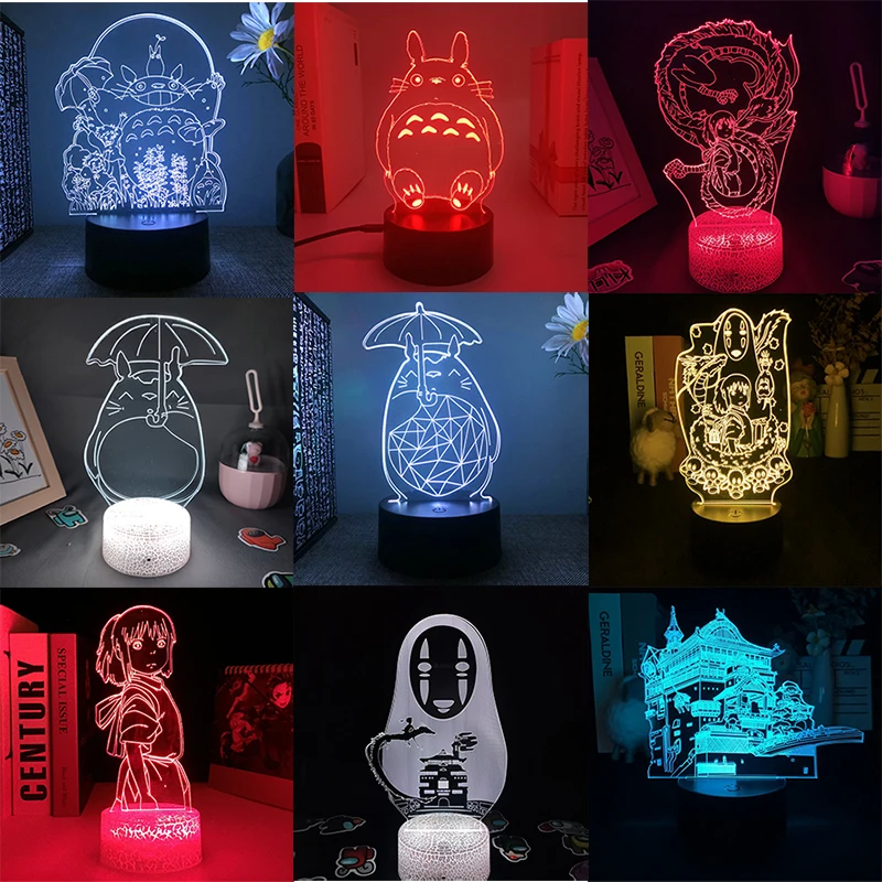 

3D Japanese Cartoon Hayao Miyazaki Totoro LED Night Light Boy Girl Christmas Birthday Gift, Children's Bedroom Decoration