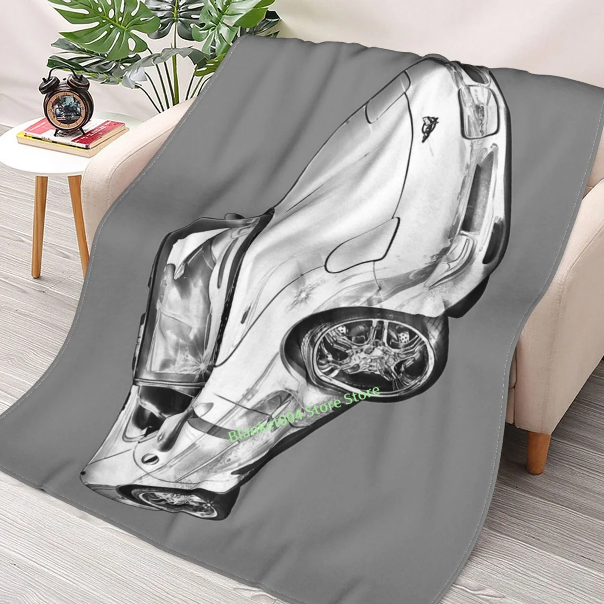 

C5 Corvette Convertible Muscle Car Illustration Throw Blanket printed sofa bedroom decorative blanket children adult Christmas