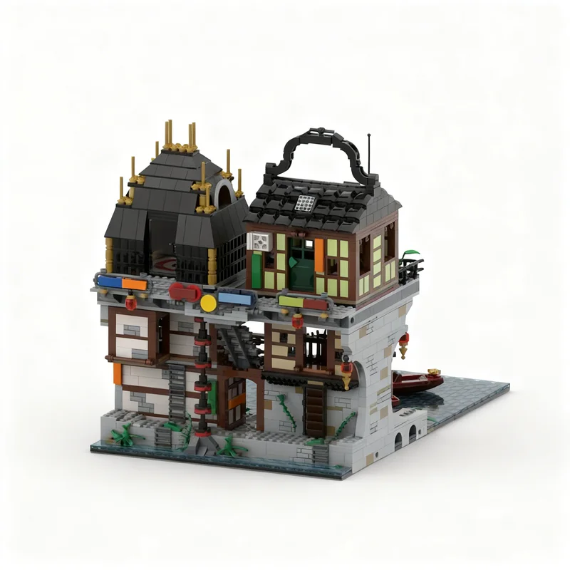 Фото 2840 деталей MOC: Город приключений ниндзя, архитектурная уличная сцена, модель, строительный набор, конструктор, коллекционная игрушка, подарок №4