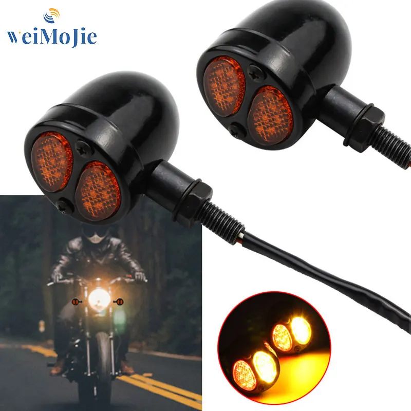 

A Pair Of Motorcycle Turn Signals Retro Metal Turn lights Harley ff-road Vehicle Modified Turn lights New