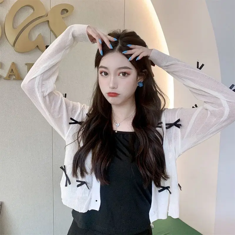 Женский тонкий вязаный кардиган Солнцезащитный Универсальный в стиле Харадзюку