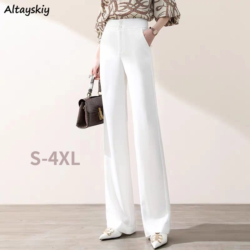 

Pants Women Solid Minimalist Elegant Office Lady Leisure High Street Empire Trendy Feminine Mujer Gentle S-4XL Basic Spring New