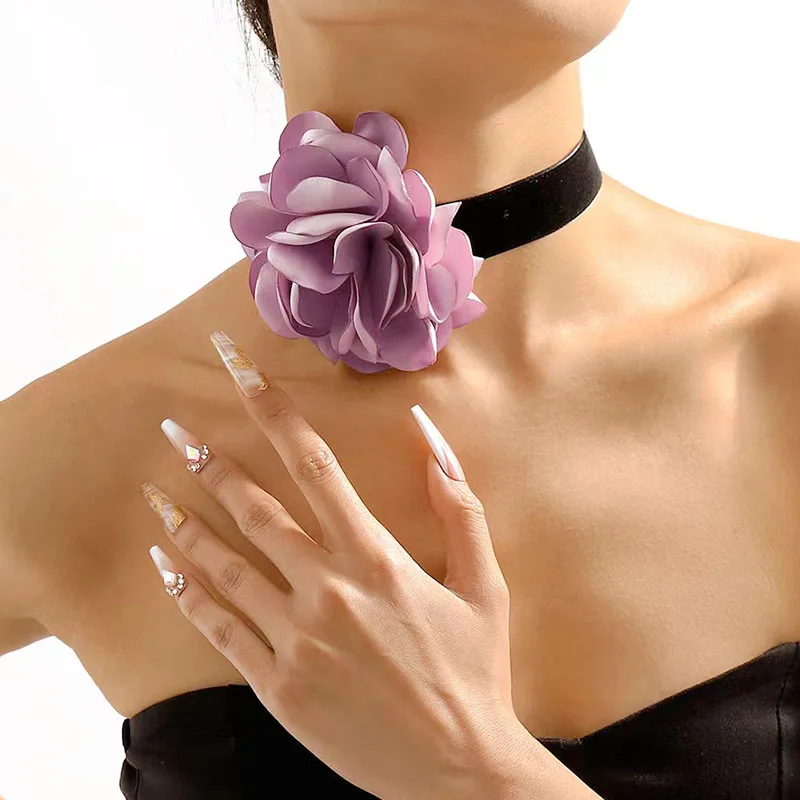 Ожерелье с большим кулоном в виде цветка чокер для женщин и девушек модные