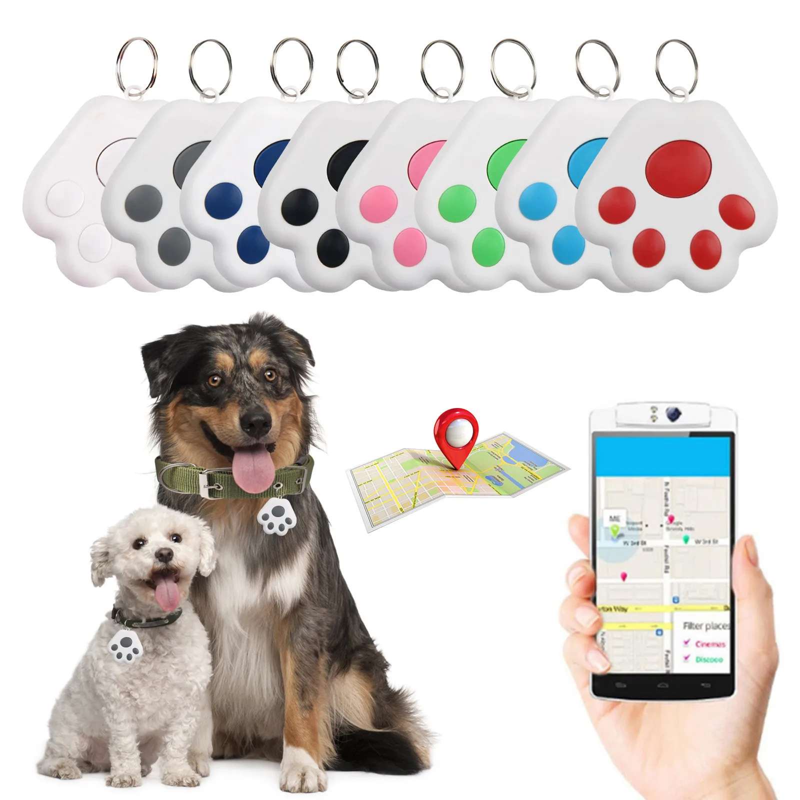 

8 Pack Cat Claw Mini Tracking Anti-lost Alarm Wallet Key Finder Smart Tag Tracker GPS Locator Keychain Pet Dog Kids Tracker