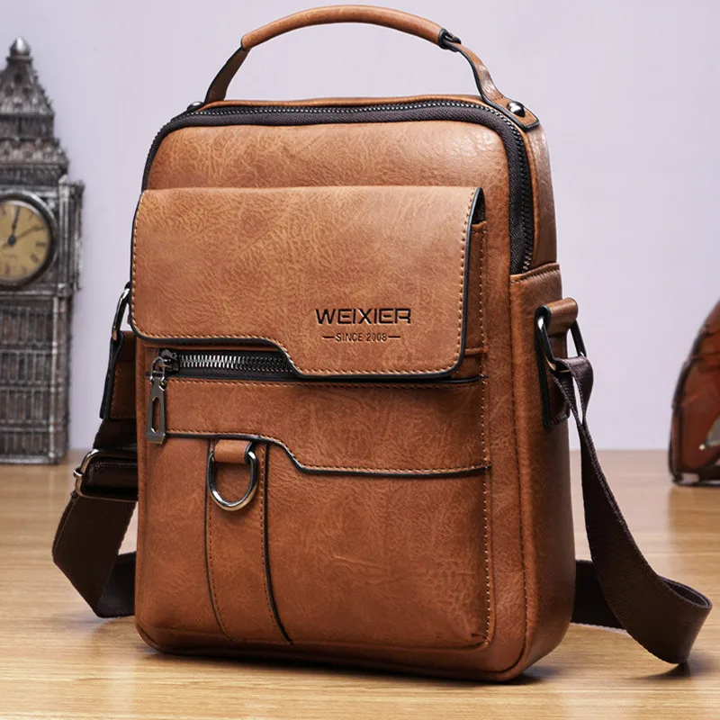 Vintage Leather Men's Shoulder Bag Multi-function Crossbody Messenger Luxury Male Tote Bag Shoulder Strap Handbags for Men